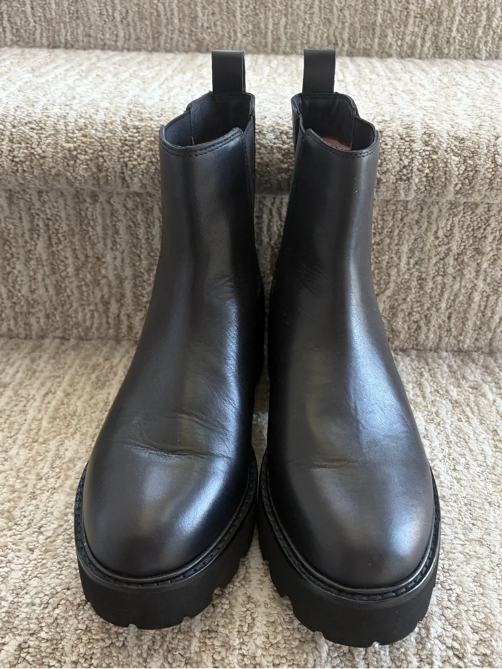 J. Crew Lug-sole Chelsea boots in leather. Women’s size 10.